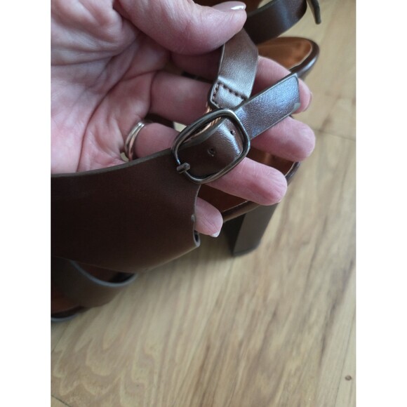 Pierre Dumas Brown Vegan Leather Strappy Heel Sandals Size 7.5 - Picture 9 of 10